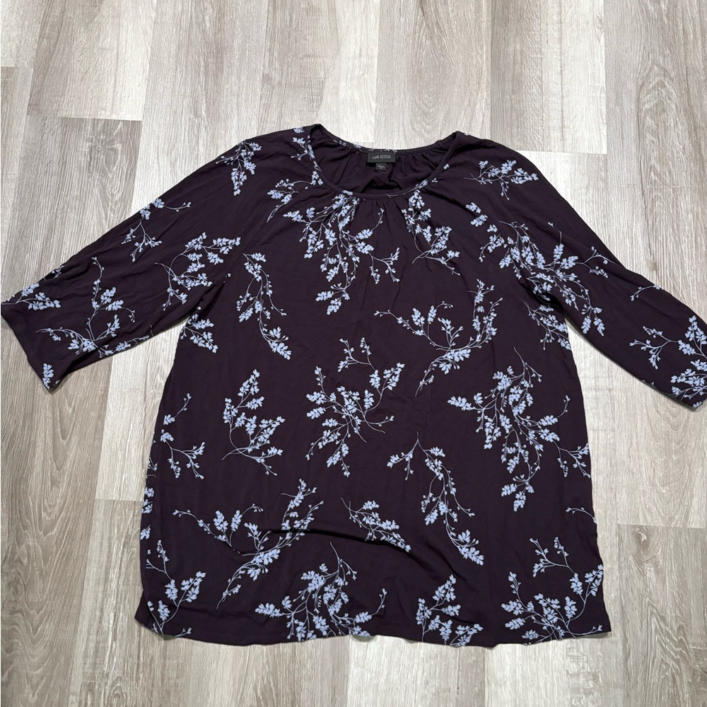 J. Jill Plum Floral 3/4 Sleeve Blouse
